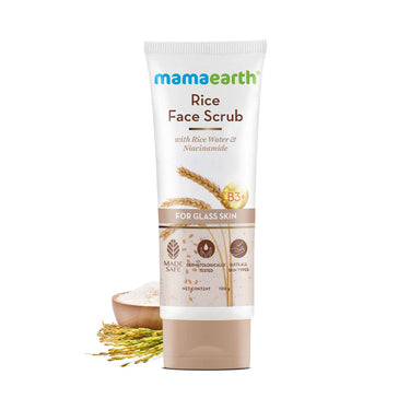 Mamaearth Rice Face Scrub for Glowing Skin, With Rice Water & Niacinamide for Glass Skin - 100 g